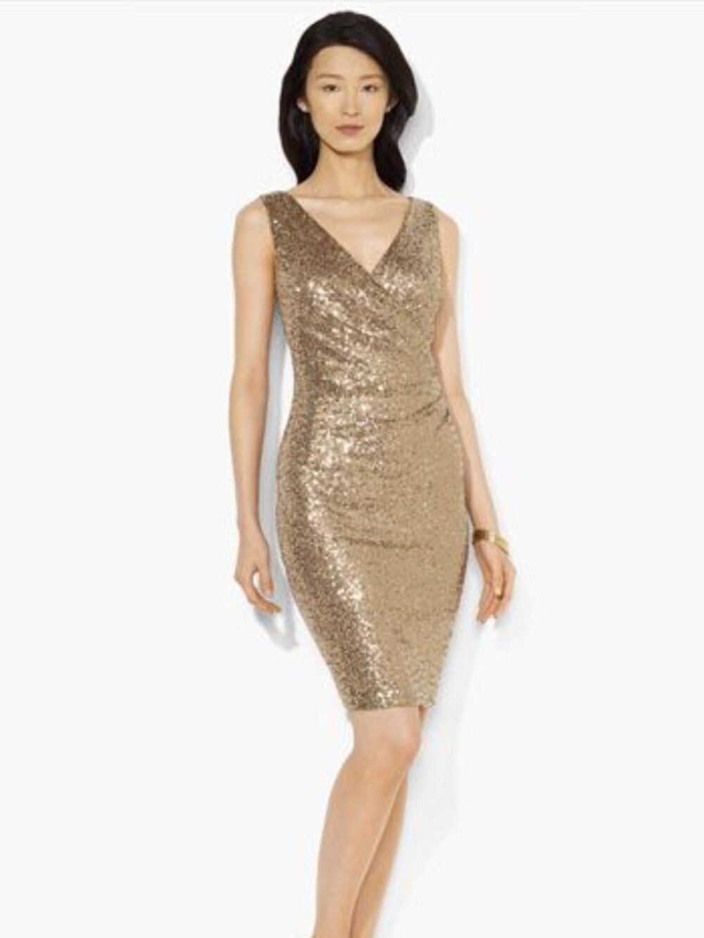 Lauren by Ralph Lauren Gold Sleeveless Sheath Dress US12 - BNWT